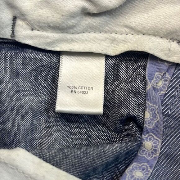Banana Republic Blue Chambray Cuff Button Tab 100% Cotton Mid Rise Shorts Sz 0P - Picture 5 of 7